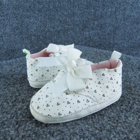 First Steps Girls‎ Sneaker Size T 6-9 Month Medium Shoes White Synthetic Slip On - Picture 1 of 6
